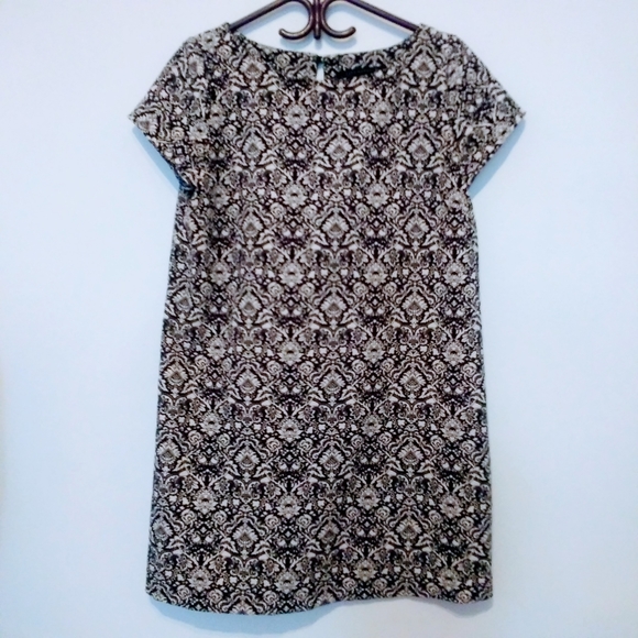 Zara shift dress in B/W pattern - size L - Picture 2 of 4